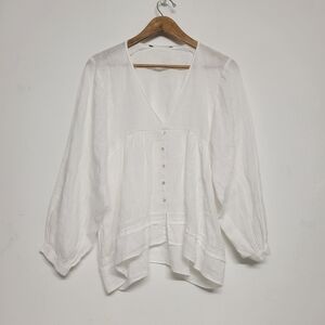 Zara Linen Elegant White Women's  Top